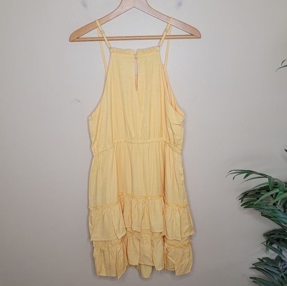 NWT Davi & Dani | Banana Yellow Ruffled Drawstring Sun Dress Size Large - Picture 4 of 5